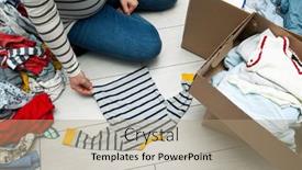  Presentation with baby clothes - Colorful slide deck enhanced with pregnant-woman-is-sorting-baby backdrop and a coral colored foreground