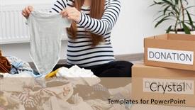  Presentation with baby clothes - Theme having pregnant-woman-is-sorting-baby background and a coral colored foreground