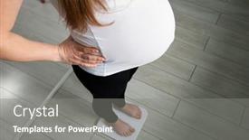  Presentation with pregnant woman - Beautiful presentation design featuring pregnant-woman-is-weighed backdrop and a gray colored foreground