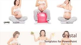  Presentation with pregnant woman - Slide deck having pregnant woman isolated on white set of different photos healthy eating sports and fitness collection background and a lemonade colored foreground