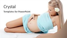  Presentation with lays - Slide deck featuring baby mamando - pregnant woman lays isolated background and a white colored foreground