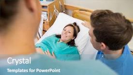  Presentation with labor delivery - Presentation theme consisting of pregnant woman looking at nurse background and a teal colored foreground