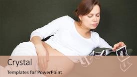  Presentation with ultrasound - Beautiful presentation theme featuring pregnant woman looking at ultrasound backdrop and a coral colored foreground