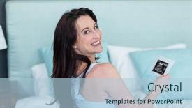  Presentation with ultrasound - Beautiful PPT layouts featuring pregnant woman looking at ultrasound scans on bed backdrop and a light blue colored foreground