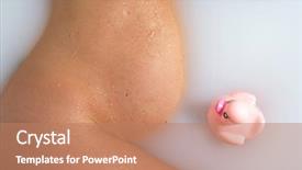  Presentation with baby milk - Colorful PPT theme enhanced with pregnant woman loves her un-born baby in a relaxing bath of milk backdrop and a coral colored foreground