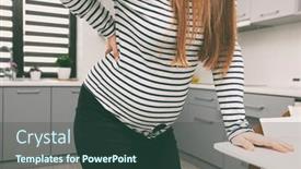  Presentation with pregnant woman - Presentation design with pregnant-woman-lower-back-hurts background and a tawny brown colored foreground