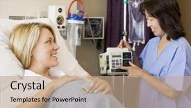  Presentation with hospital bed - PPT theme enhanced with pregnant woman lying in hospital background and a coral colored foreground