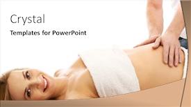  Presentation with pregnant woman massage - PPT theme featuring pregnant woman lying while having massage on belly wellbeing for pregnancy background and a white colored foreground