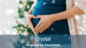  Presentation with pregnant woman - PPT theme consisting of pregnant woman making hand heart background and a ocean colored foreground