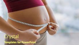  Presentation with prenatal - Slide set consisting of pregnant-woman-measuring-belly-healthy background and a violet colored foreground