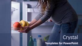  Presentation with fridge - Beautiful presentation featuring pregnant woman near fridge looking for food and snacks at night backdrop and a ocean colored foreground