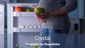  Presentation with fridge - Amazing slides having pregnant woman near fridge looking for food and snacks at night backdrop and a ocean colored foreground