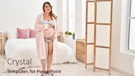  Presentation with pregnant woman - Presentation theme enhanced with pregnant-woman-on-weight-machine background and a lemonade colored foreground