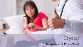  Presentation with pregnant woman doctor - Presentation design consisting of pregnant woman patient visiting doctor for regular check-up background and a light blue colored foreground