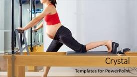  Presentation with medicine pregnant woman - PPT theme with pregnant woman pilates reformer cadillac background and a coral colored foreground