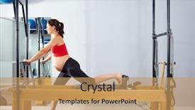  Presentation with pregnant woman in hospital - Slide set consisting of pregnant woman pilates reformer cadillac background and a coral colored foreground