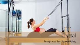  Presentation with role play woman and man - Amazing slide set having pregnant woman pilates reformer roll backdrop and a coral colored foreground