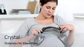  Presentation with music therapy - Presentation design consisting of pregnant woman playing music background and a light gray colored foreground