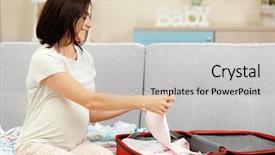  Presentation with baby clothes - Cool new presentation with pregnant woman preparing baby clothes backdrop and a light gray colored foreground