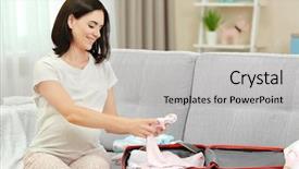  Presentation with baby in womb - Cool new presentation with pregnant woman preparing baby clothes backdrop and a light gray colored foreground