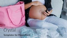  Presentation with pregnant mom - Presentation theme consisting of pregnant-woman-preparing-hospital-bag background and a light blue colored foreground