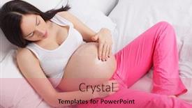  Presentation with stomach - Beautiful presentation design featuring pregnant woman putting a cream backdrop and a coral colored foreground