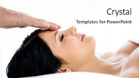  Presentation with pregnant woman massage - PPT theme consisting of pregnant woman receiving a head massage from masseur at home background and a white colored foreground