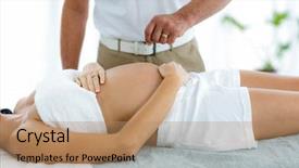  Presentation with pregnant - Amazing slide set having pregnant woman receiving a spa treatment from masseur at home backdrop and a coral colored foreground