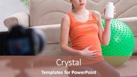  Presentation with blog - Colorful slide deck enhanced with pregnant-woman-recording-video backdrop and a coral colored foreground