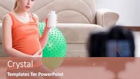  Presentation with blog - Cool new PPT layouts with pregnant-woman-recording-video backdrop and a coral colored foreground