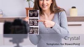  Presentation with pregnant woman - Presentation enhanced with pregnant-woman-recording-video background and a light gray colored foreground