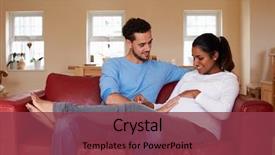  Presentation with pregnant woman - Amazing slide set having pregnant woman relaxes on sofa backdrop and a tawny brown colored foreground