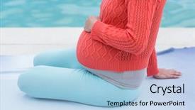  Presentation with pregnant woman - Amazing slide deck having pregnant woman relaxing outside next backdrop and a light blue colored foreground