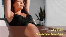  Presentation with pregnant mom - Presentation theme with pregnant-woman-relaxing-sunbathing-belly background and a tawny brown colored foreground