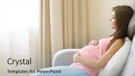  Presentation with pregnant - PPT theme enhanced with pregnant woman resting on sofa background and a light gray colored foreground