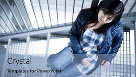  Presentation with depressed - Theme consisting of pregnant woman sadness - depressed chinese girl in metal background and a light blue colored foreground