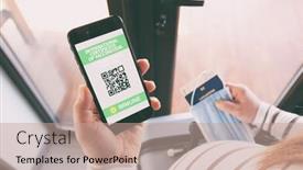  Presentation with travel app - Slide set enhanced with pregnant-woman-showing-digital-health background and a coral colored foreground