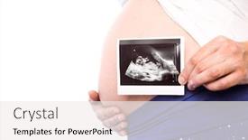  Presentation with ultrasound - Slide deck featuring pregnant woman showing ultrasound scans on white background background and a white colored foreground