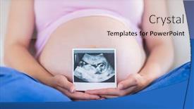  Presentation with ultrasound - Presentation theme enhanced with pregnant woman showing ultrasound scans at home in the living room background and a lemonade colored foreground