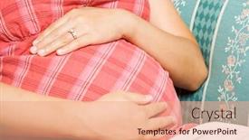  Presentation with pregnant woman - Cool new presentation theme with pregnant-woman-sitting-down backdrop and a coral colored foreground