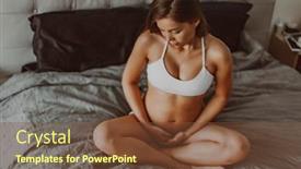  Presentation with pregnant woman - PPT theme consisting of pregnant-woman-sitting-in-bed background and a tawny brown colored foreground