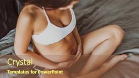  Presentation with maternity - PPT theme having pregnant-woman-sitting-in-bed background and a tawny brown colored foreground