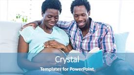  Presentation with pregnant woman - Colorful presentation theme enhanced with pregnant woman smiling with partner backdrop and a teal colored foreground