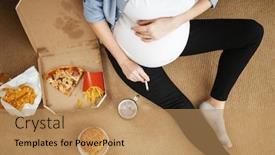 Presentation with pregnant woman - PPT layouts consisting of pregnant-woman-smoking-and-eats background and a coral colored foreground