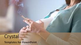  Presentation with cigarette - Audience pleasing theme consisting of pregnant woman smoking cigarette backdrop and a coral colored foreground