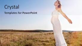  Presentation with pregnant woman - Cool new theme with pregnant woman standing on field backdrop and a light blue colored foreground