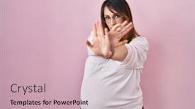  Presentation with pregnant woman - Presentation theme enhanced with pregnant-woman-standing-over-pink background and a  colored foreground