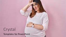  Presentation with pregnant woman - Theme enhanced with pregnant-woman-standing-over-pink background and a soft green colored foreground