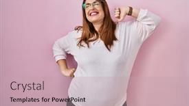  Presentation with pregnant woman - Presentation theme featuring pregnant-woman-standing-over-pink background and a  colored foreground