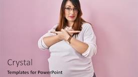  Presentation with pregnant woman - PPT theme having pregnant-woman-standing-over-pink background and a soft green colored foreground